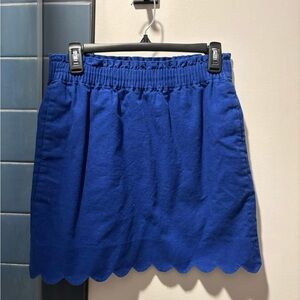 J. Crew Royal Blue Mini Skirt with Scalloped Hem